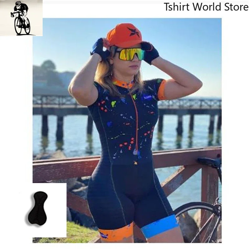 

Women's Cycling Overalls For Women Triathlon Tops Jumpsuit Outdoor Team Uniforms Sexy Tight Cycling Jersey Jumpsuit Cycling Suit