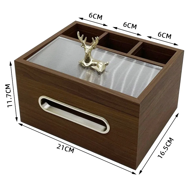 Spot black walnut wood tissue storage box napkins+remote multifunctional storage tray luxury.