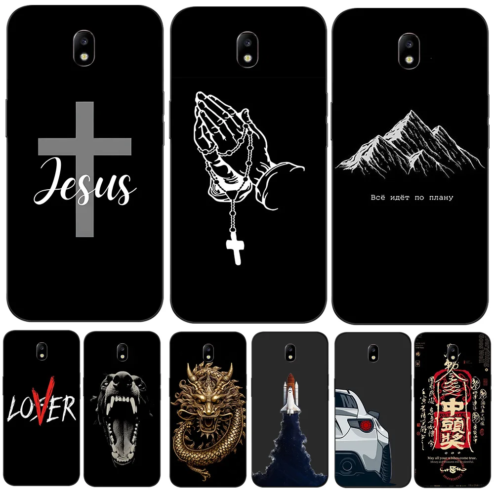 Case For Samsung Galaxy J5 J3 J7 2017 J330 J530 J730 Case Phone Back Cover Soft Silicon Black Tpu simple pattern jesus cross