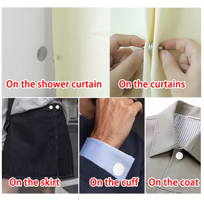 4/8pairs Curtain Magnetic Button Detachable Curtain Fix Fastener Clip Prevent Light Adjustment Window Screen Close Magnet Buckle