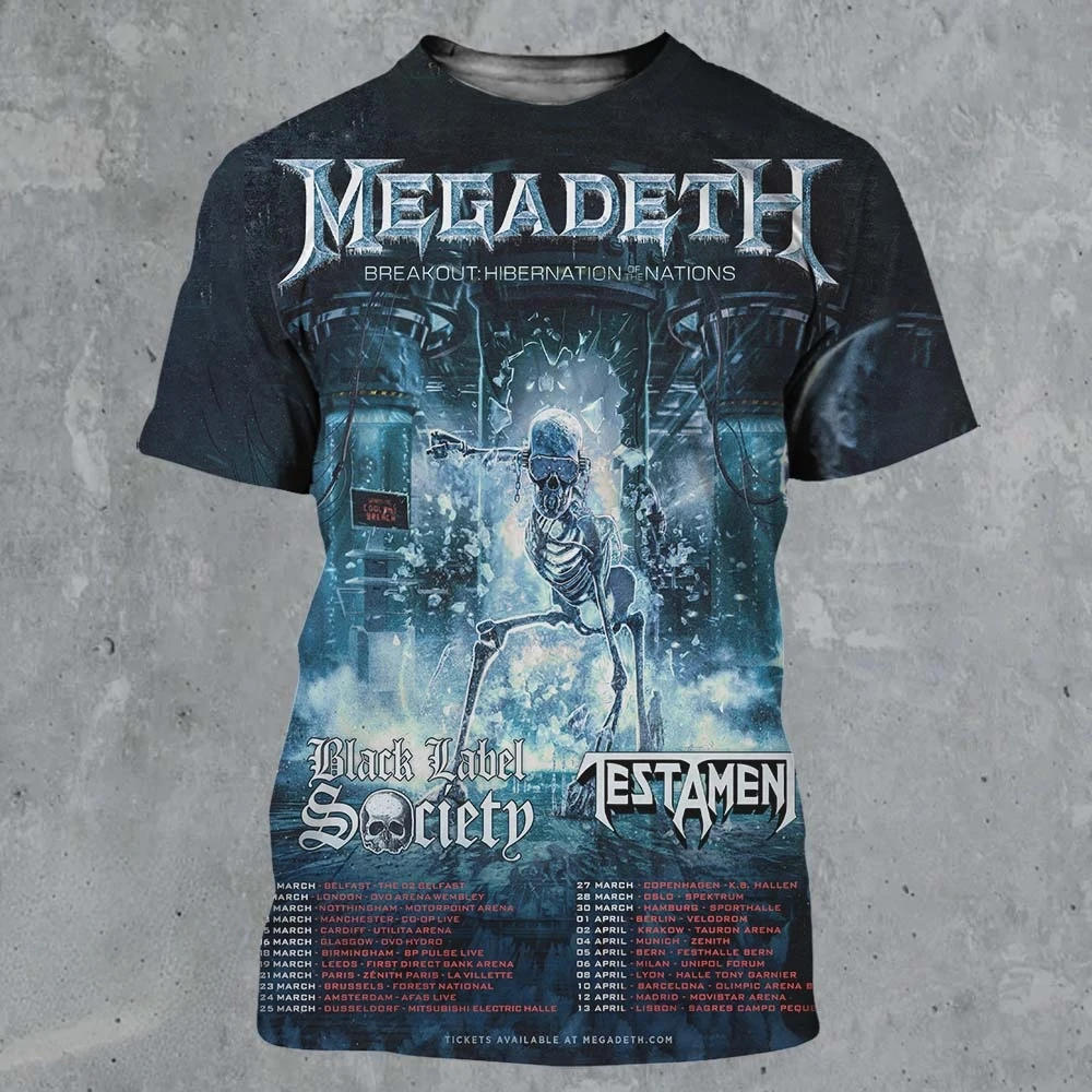 Megadeth Breakout: Hibernation of Nations World Tour 2026 Jersey for Men Women Quick Dry Breathable Y2k Fan Short Sleeve T-shirt