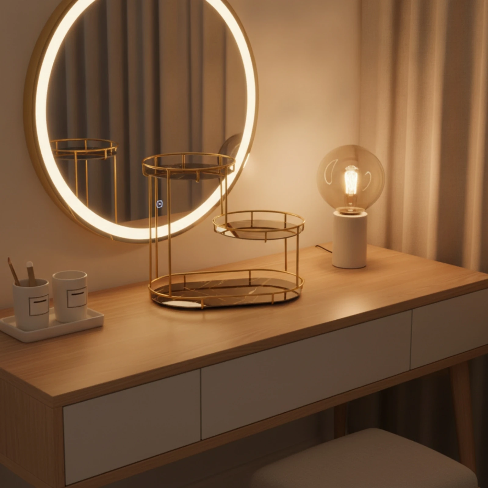 3-Tier Storage Rack Gold-Tone Countertop Rack with Wire Frame Organizador Pequeño De Mostrador Space-Saving Estantería Tiered
