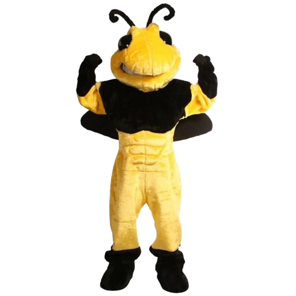 mascot Plush Material Power Hornet Mascot Costume with Helmet Adult Size Mascotte Outfit Suit Carnival Party Costumes 546