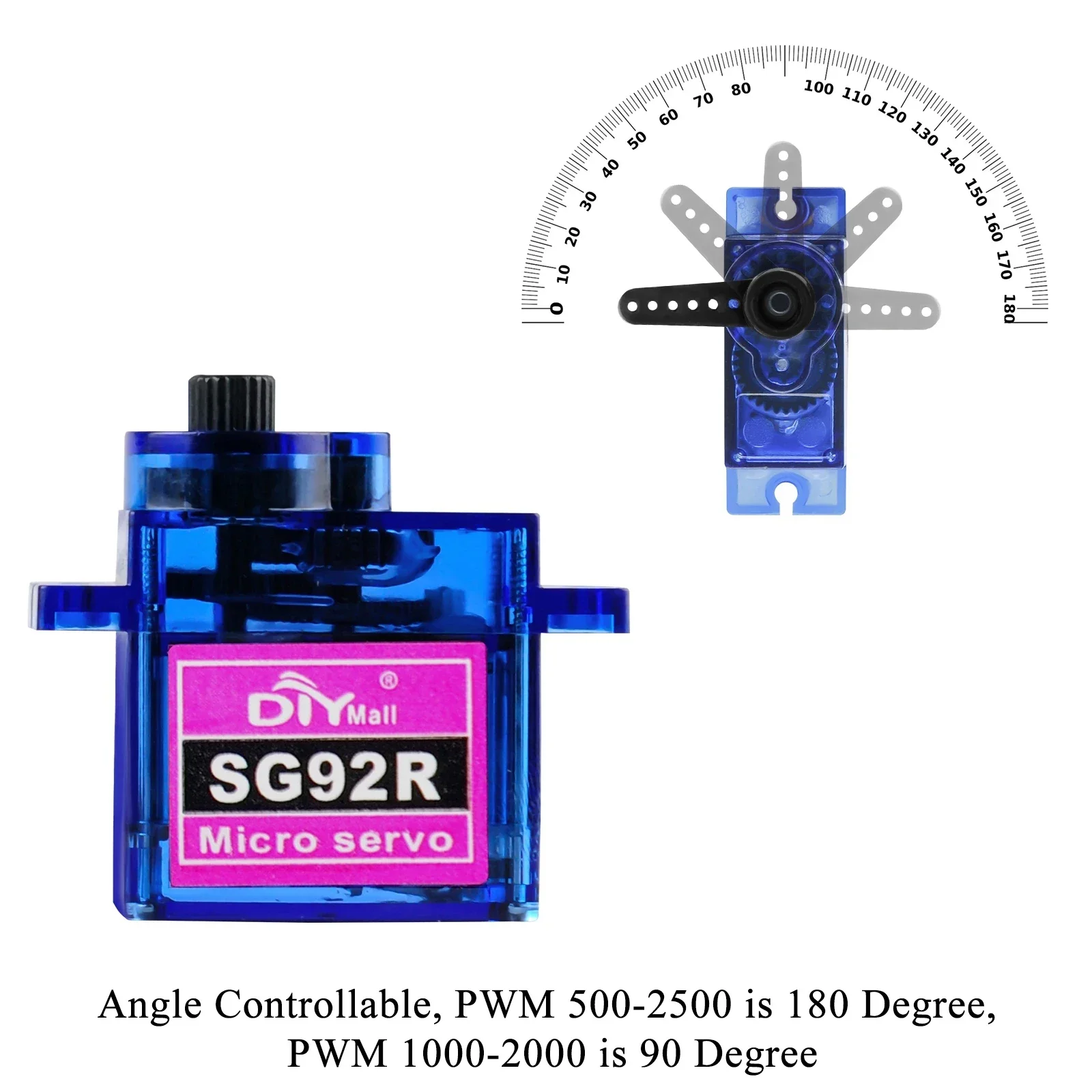 Micro servomotor SG92R, ángulo controlable de rotación continua de 360/270/180 grados, 4,8-6V para Robot RC Drone modelo de avión 9g