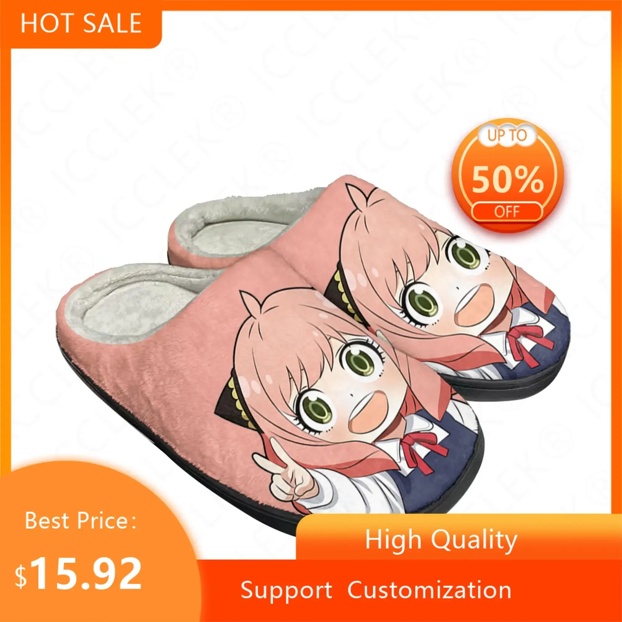 Spy X Family Anya Forger Home Cotton Custom Slippers Mens Womens Sandals Plush Bedroom Casual Keep Warm Shoes Thermal Slipper