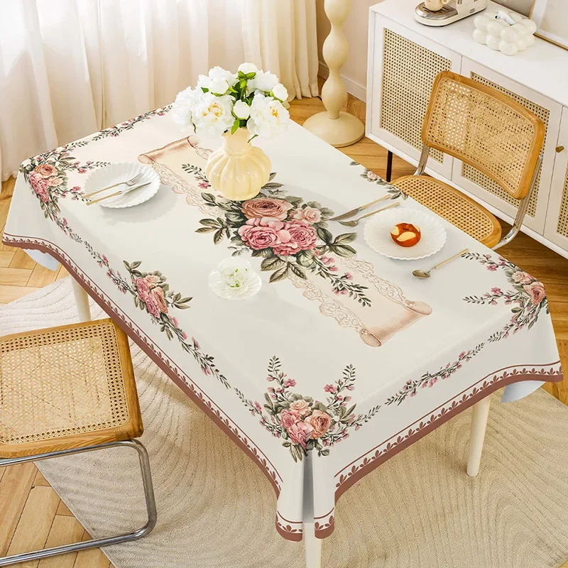 American Printed Pvc Tablecloth 140X220Cm Fashion Waterproof Dining Table Protective Cover Soft and Dustproof Anti-Wear Placemat