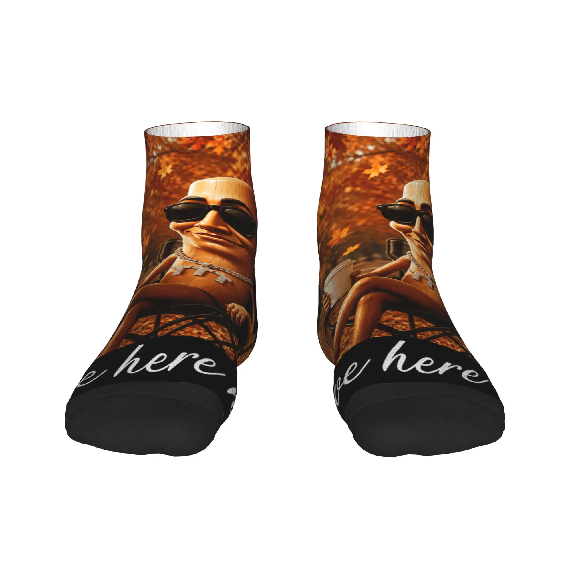 Autumn Park Coffee Time Funny Tung Sahur Brainrot Fall Meme Socks Summer Ankle Socks Harajuku Soft Socks Skateboard Anti Socks