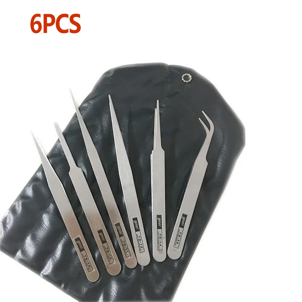 

6Pcs Stainless Steel Tweezers Tool Industrial Precision Bent Straight Tweezers Repair Tool with Bent/Straight Tips DIY Tool