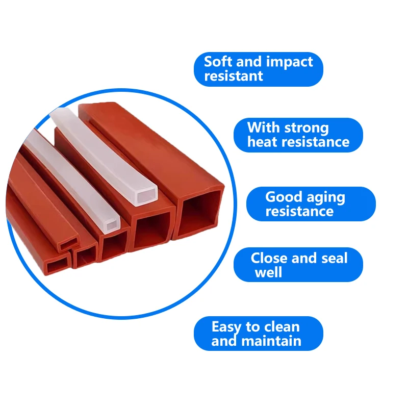 Temperature-resistant rectangular hollow sealing strip with holes, mechanical anti-collision rubber strip, flat square tube stri