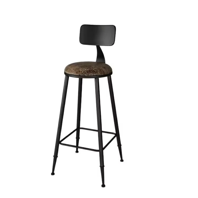 

Yazhi simple high pole stool wooden iron backrest home outdoor hotel restaurant restaurant simple chair