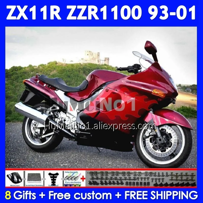 ZZR1100 For KAWASAKI NINJA ZX 11R ZX11 R 93 94 95 96 97 223No.25 ZX-11R ZX11R ZZR 1100 1998 1999 2000 2001 Fairing Wine red