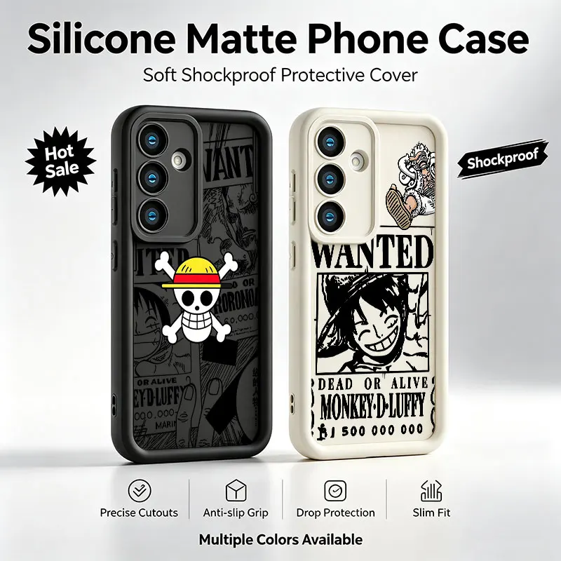 Luffy One Piece Wanted Poster Phone Case For Samsung Galaxy A17 A16 A15 A14 A07 A06 A57 A56 A55 A54 A53 A52 A36 A35 A34 A33 A26