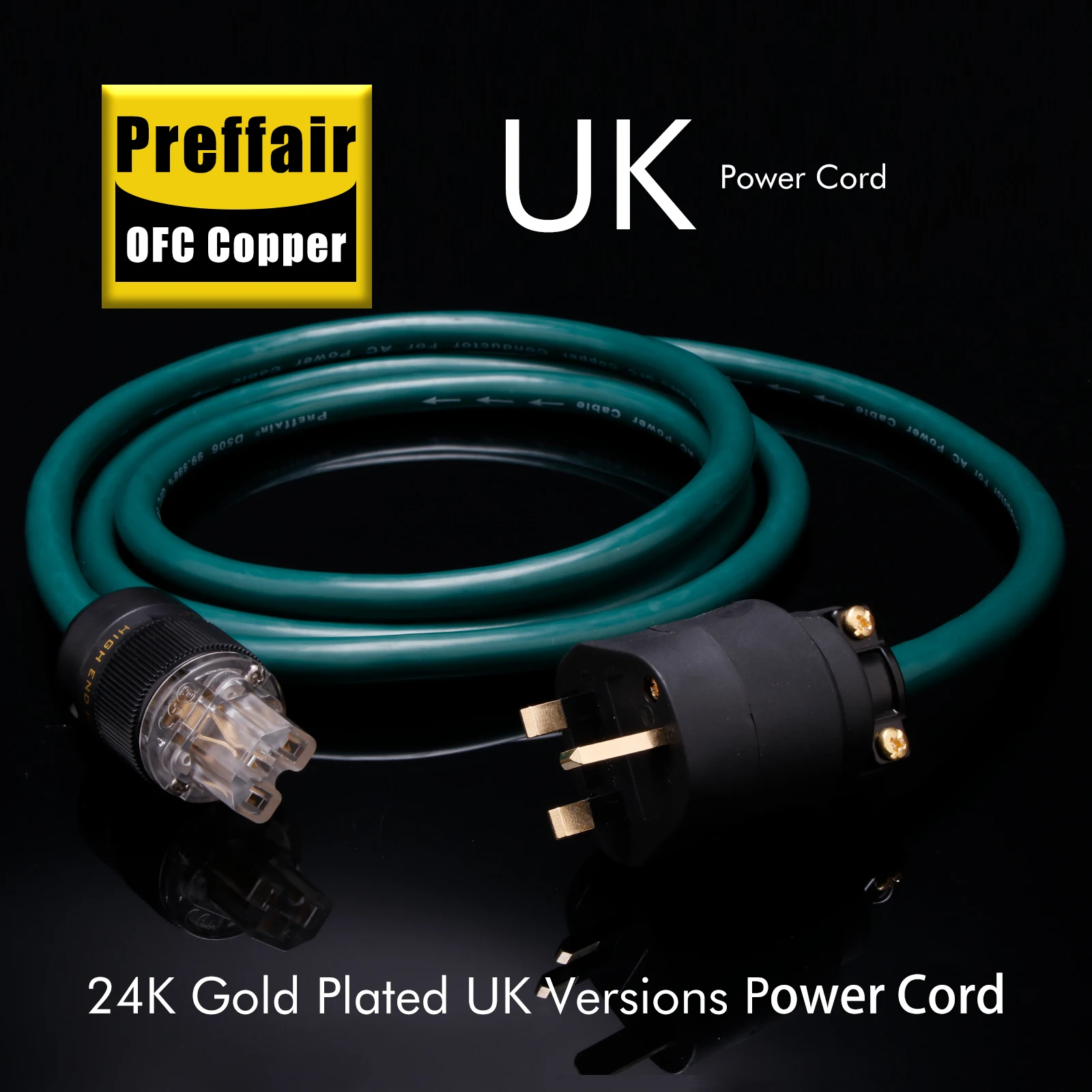 Preffair D506 US AC Power Cable EU/AU/US/UK-IEC C15 Power Cord hifi Mains Power Cable for AMP/DAC/Decorder