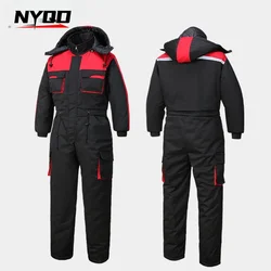 Winter Waterproof Jumpsuit Men Women One-Piece Ski Down Parka Jumpsuit Outdoor Sports Camouflage Jacket Warm Hooded Overalls