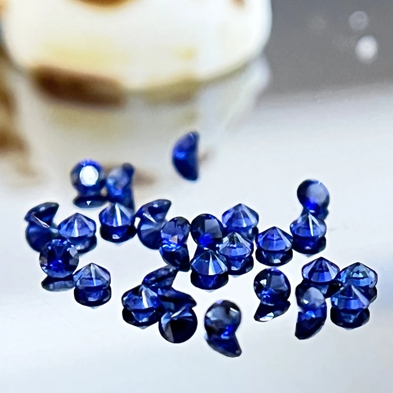 

Extremely Shiny Small Size Royal Blue Color Lab Grown Sapphire Round Shape Gemstones for DIY Ring Necklace Earrings Making