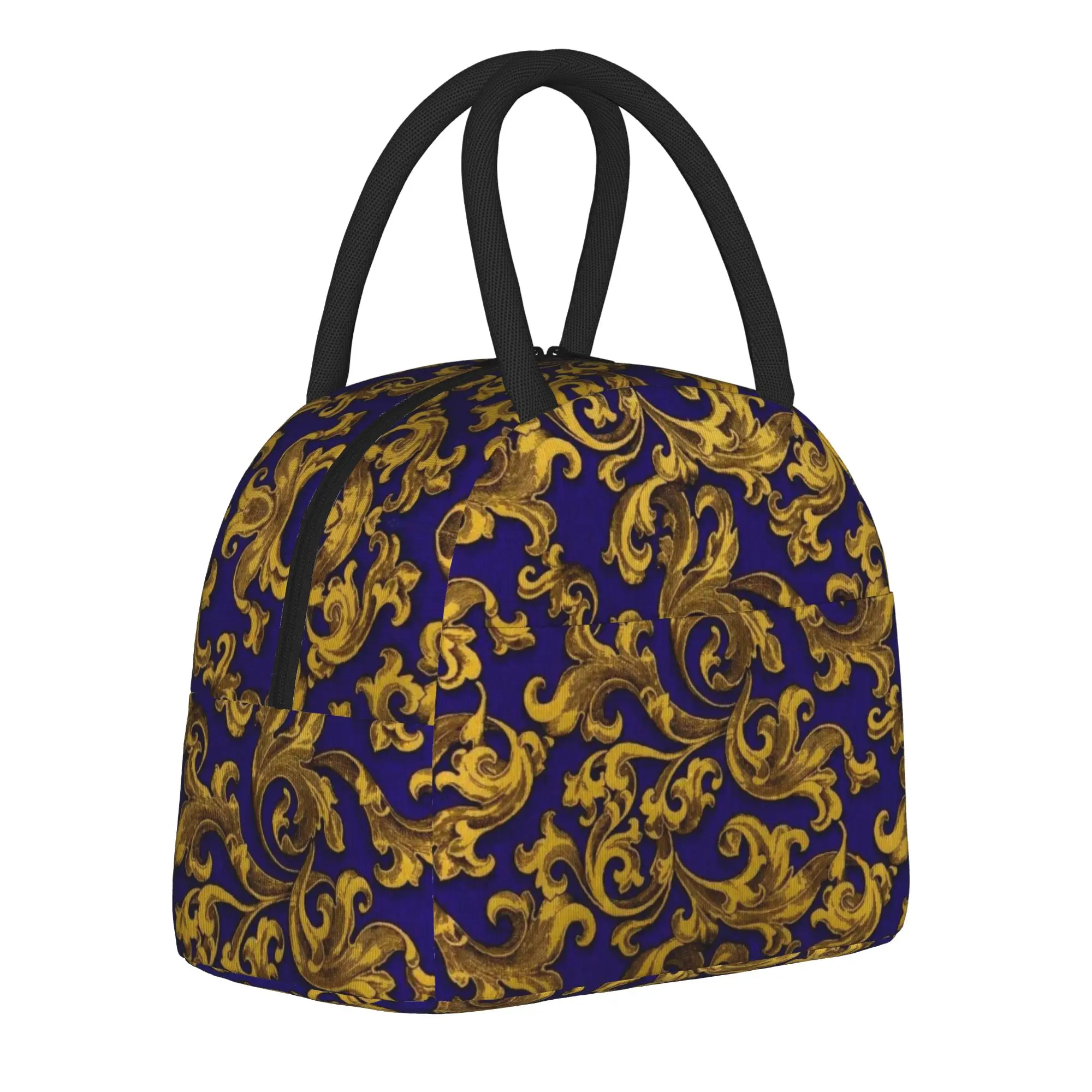 Insulated Lunch Tote Bag Golden Medallion Baroque Merch  Storage Food Box Ins Style Thermal Cooler Lunch Box For School