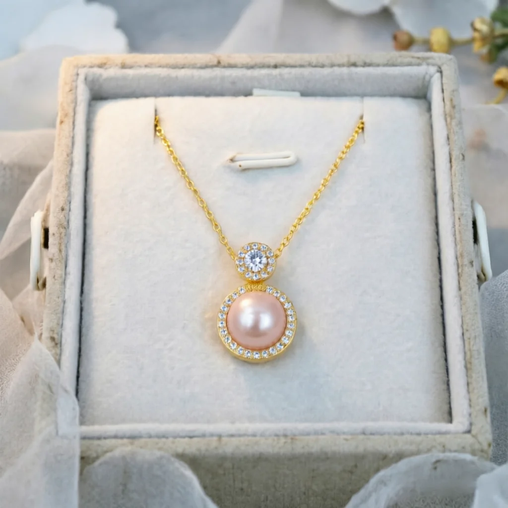

JY ZuBo Natural Freshwater Pearl Necklace Pinkish Purple Round Pearl 45cm O-Chain Dainty Necklace Female Jewelry Valentine Gift
