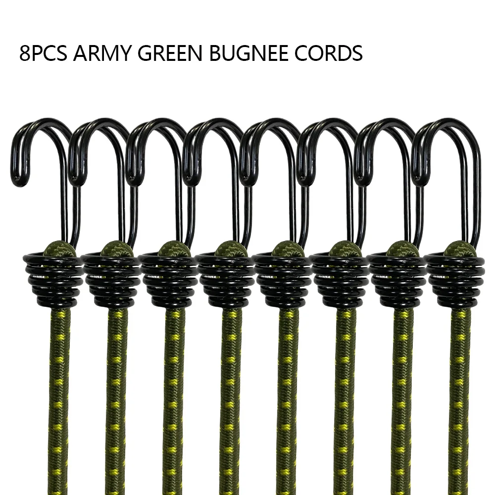 8 Stücke 60 cm Camping Bungee-seil Doppel-J Haken Elastische Riemen Bungee-seile Hohe Elastizität Latex Gebunden Seil Fahrrad Gepäck Lanyard – Detail 8