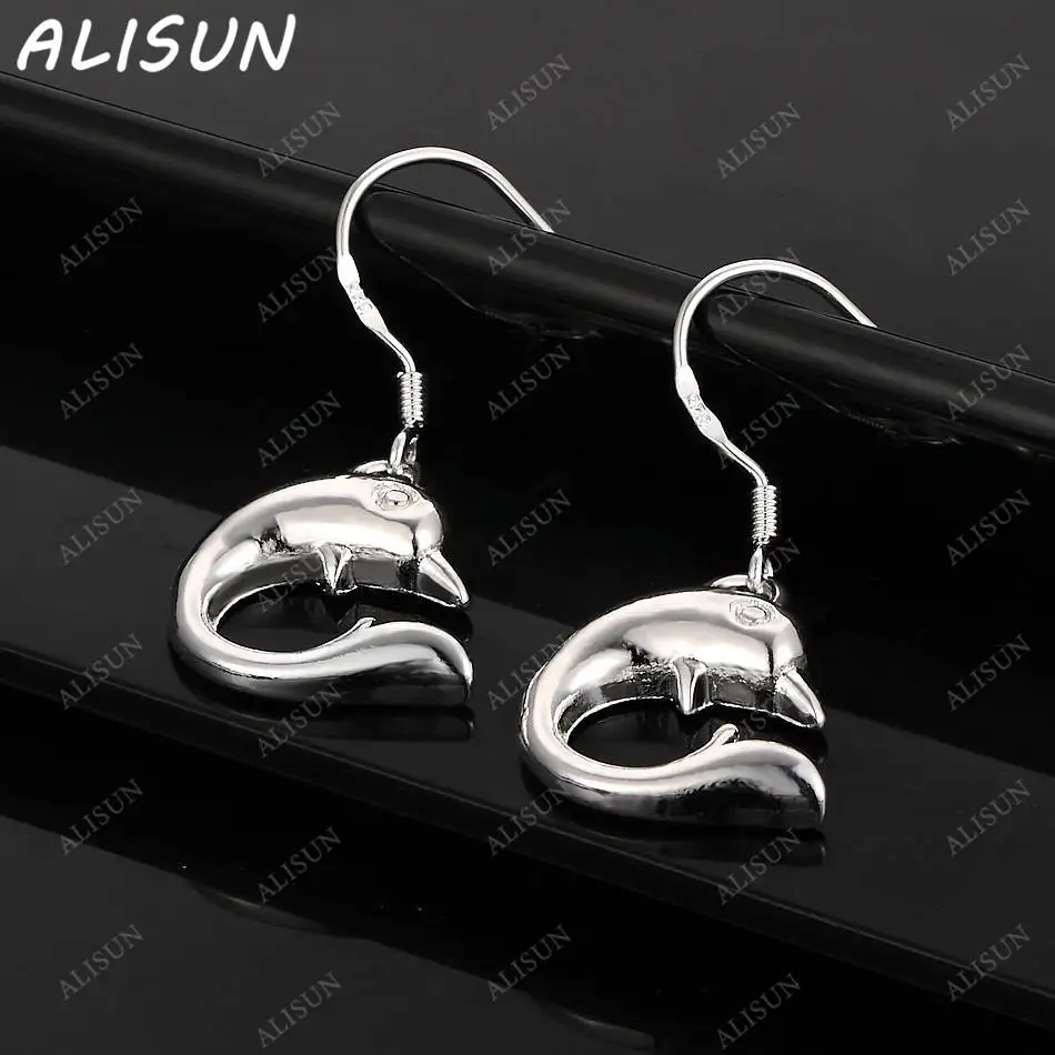 

ALISUN 925 Sterling Silver Dolphin Earrings Drop Earrings For Women Fashion Jewelry Charm Grace Noble Wedding Accessories