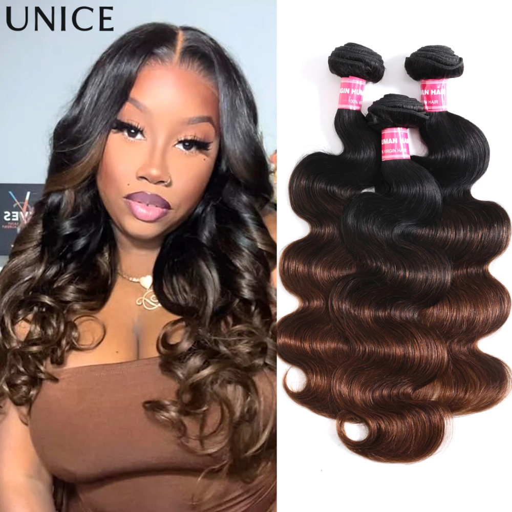 unice-chestnut-brown-ombre-body-wave-bundles-1-3-4-pcs-deal-100-extension-di-capelli-umani-da-cucire-8-26-pollici