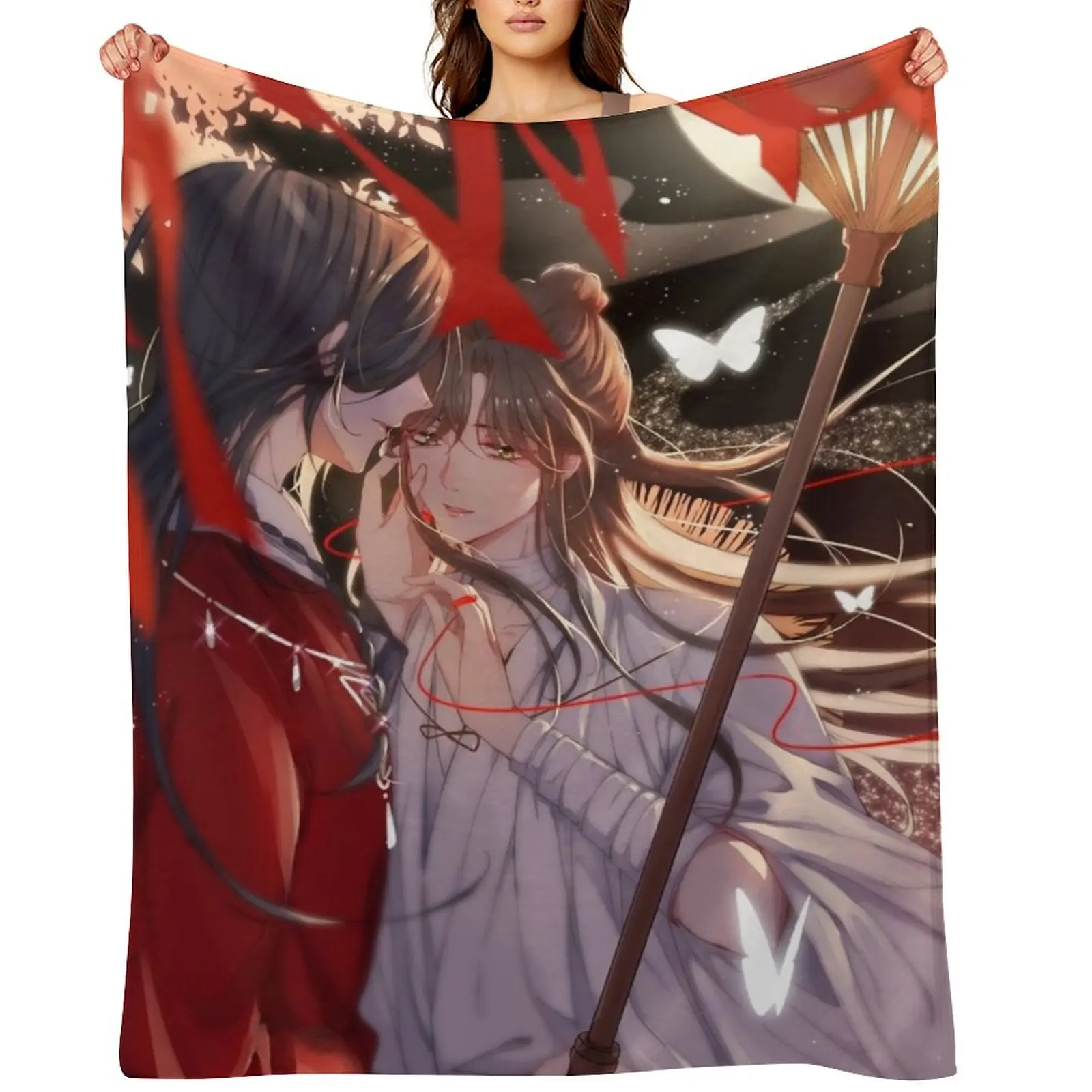

TGCF Tian guan ci fu Couple Throw Blanket decorative halloween Thins Plaid on the sofa Blankets
