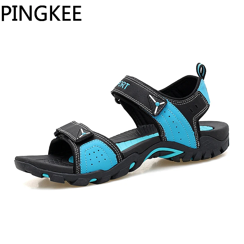 

PINGKEE Super Lightweight Men's Summer Open Toe Lace Lock Water Aqua Webbing Lining Cross Strap Man Summer Beach Sandals For Men