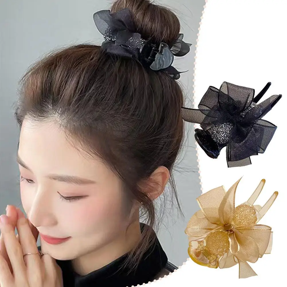 Pince à cheveux avec nœud en maille pour filles douces et femmes, épingle à cheveux coréenne, outil de coiffure, vêtements de sauna, Z0n8, 1 PC