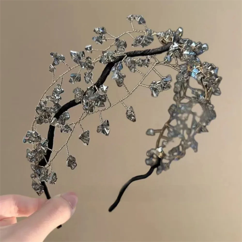 

Korean Style Fairy Vintage Headband Elegant Luxury Crystal Beaded Hair Hoop Green Hair Ornaments Wedding Headwear