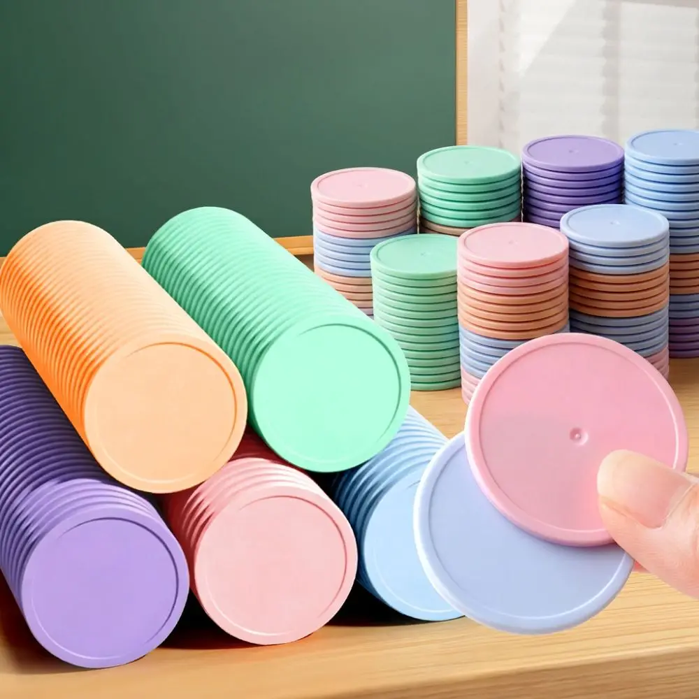 50pcs Plastic Round Counting Chips Colorful Geometry Montessori Bingo Chips Lightweight Teaching Counters Montessori Learning