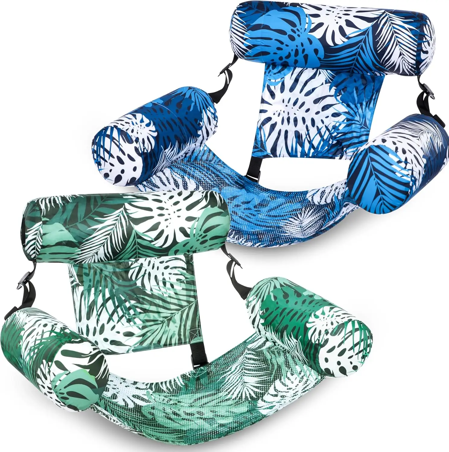 Sloosh 2er-Pack Schwimmende Liegestühle Aufblasbare Pool-Liegen für Erwachsene Hochbelastbar, Schwimmender Sessel für Sommer, Wasser, Strand und See