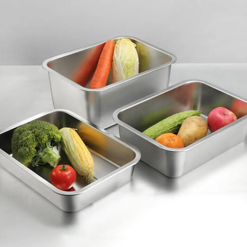

1pc Stainless Steel Tray 36x27x7cm 1.5L Rice Steamer Vegetables Plate Food Storage Kitchen Multi function High quality