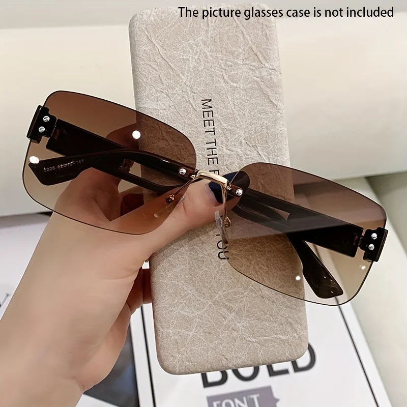 

New Frameless Fashion Glasses for Men and Women, Square Sunglasses for Both Genders