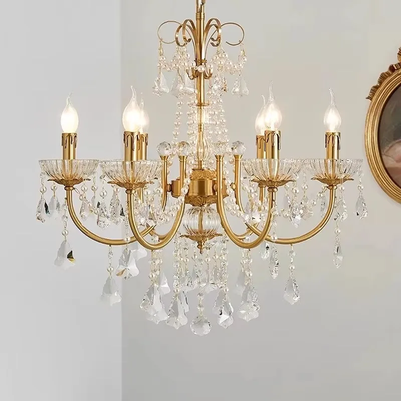 Luxury Crystal Living Room Pendant Light American Villa Dining Room Bedroom Crystal Chandeliers Zhongshan Lighting Factory