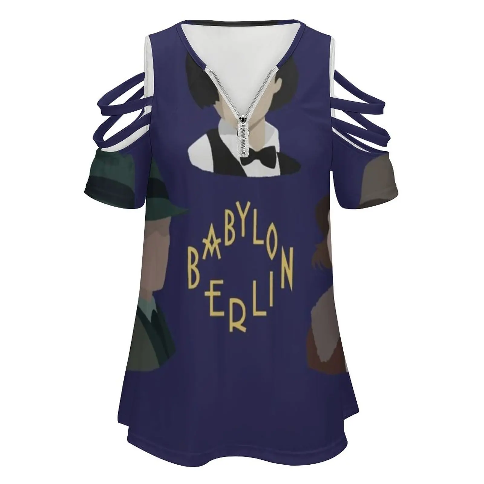 Babylon Berlin Women's T-Shirt New Fashion Printed Zipper V-Neck Short Sleeve T Shirts Casual Plus Size Babylon Berlin Gereon