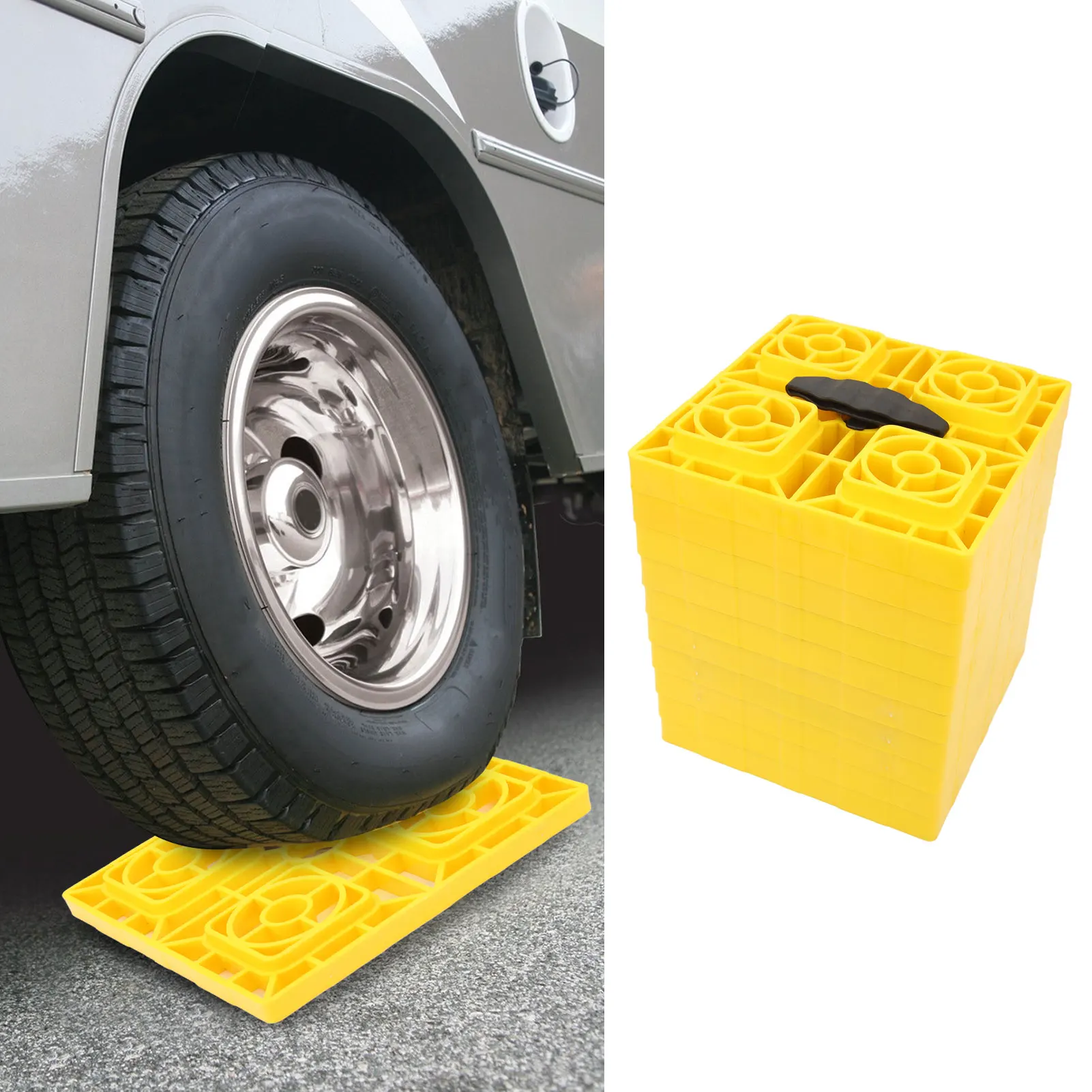 10pcs Camper Leveling Blocks Antislip Pads Design Heavy Duty Leveling Blocks with Storage Bag for Leveling Single and Dual Wheel