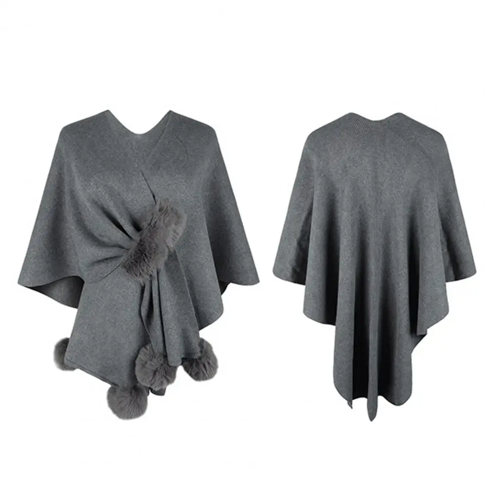 Popular Women Knitted Shawl  Solid Color Female Women Cloak Sweater  Relaxed Fit Irregular Cape Coat Poncho