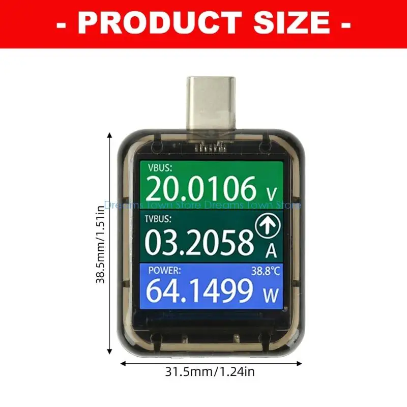  Type C Power Meter Voltmeter Current Charging Power Detectors DC4.5-48V 6A