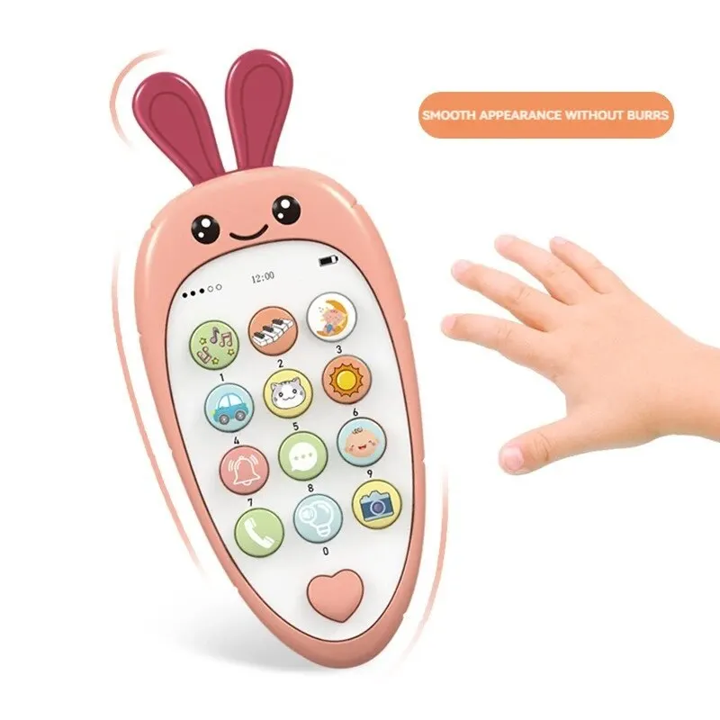 1 PCS Cartoon Radish Simulation Mobile Phone Can Bite The Baby Puzzle Early Education Music Story Learning Phone Toy