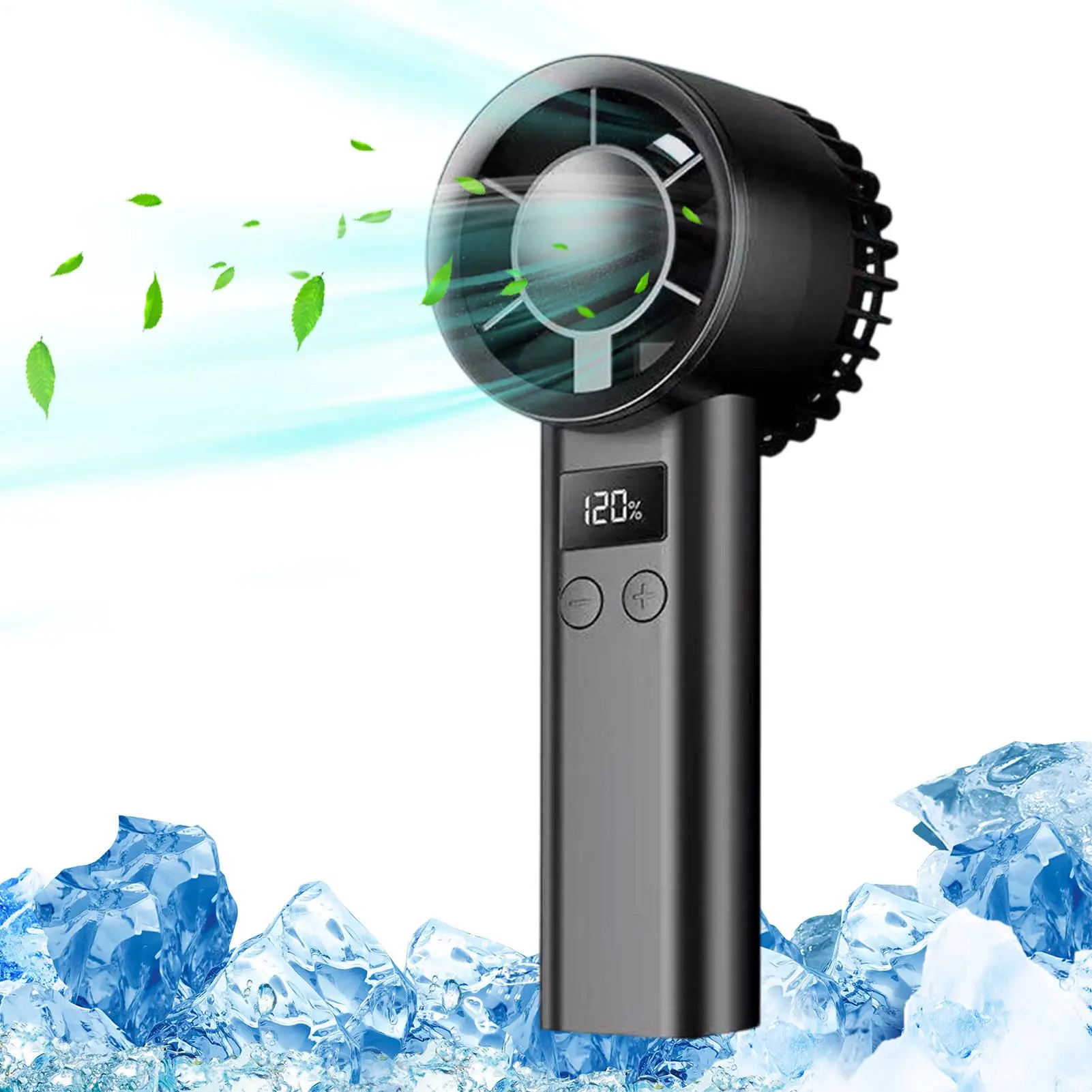 Handheld 120-Speed Quiet Summer Cooling Battery Operated Mini Handheld Fan With Digital Display 400mAh USB Cooling Fan