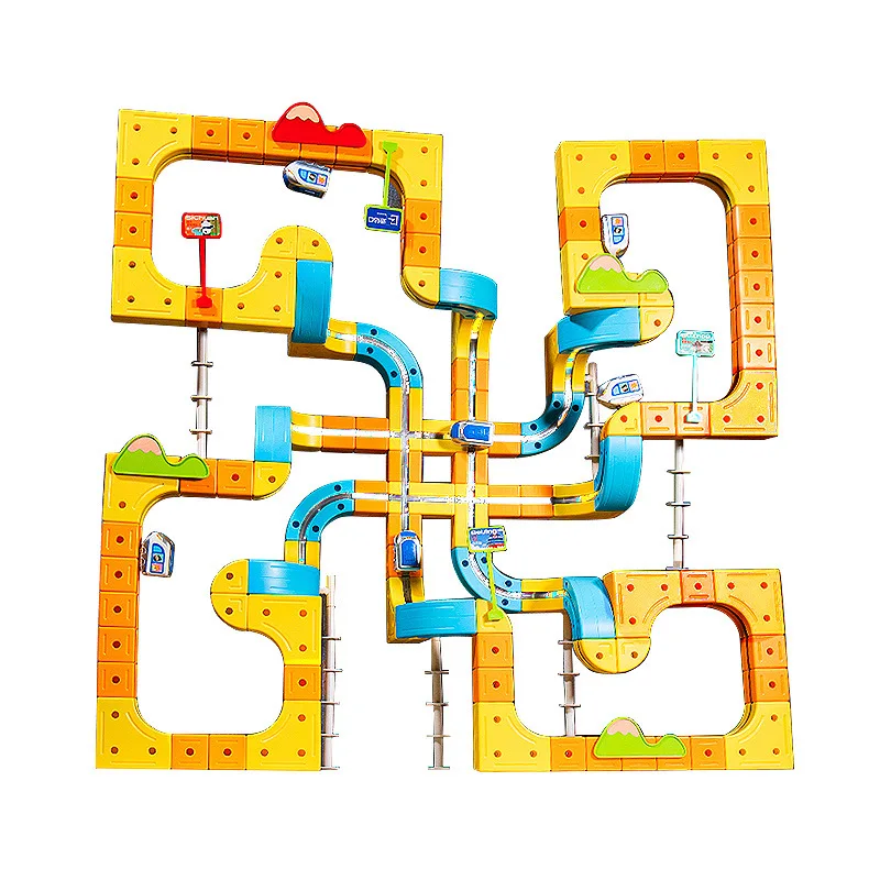 مجموعة ألعاب القطار المغناطيسي DIY للأولاد بمقياس 1:64 نموذج مصغر كهربائي لعبة تعليمية للمسار هدية للأطفال بعمر 3 سنوات