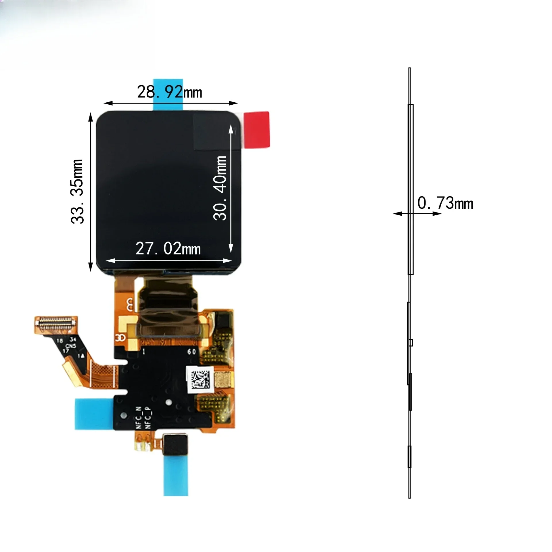 1.6 inch 320 * 360 resolution AMOLED display MIPI/SPI interface with touch function Oncell