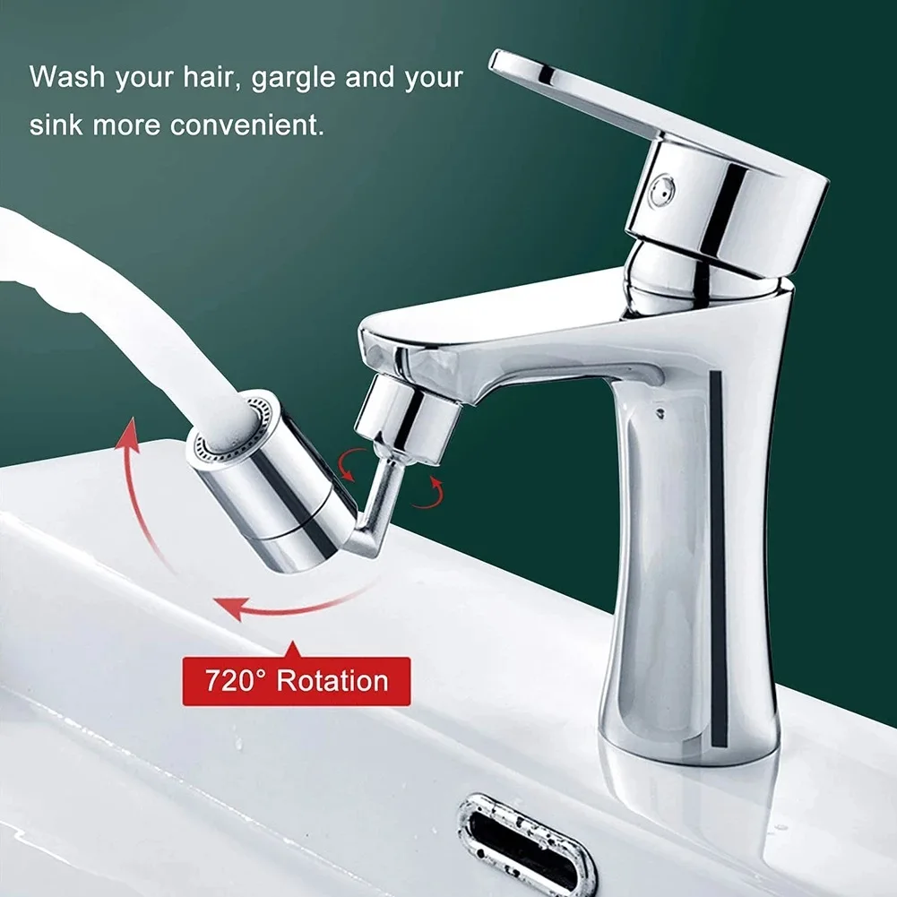720-Grad-Universal-Wasserhahn, Anti-Expositions-Belüfter, Anti-Spritzer, rotierender, wassersparender Edelstahl-Wasserhahn, Düse, Waschbecken-Wasserhahn