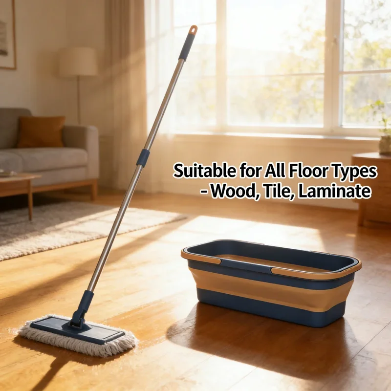 

Складная швабра-таз 45 см, синяя, портативная, легкая, без ручной стирки, для влажной/сухой уборки, для дома, для ленивой уборки за один проход