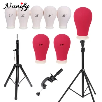 Nunify Mannequin Head Wig Stand Rose Pink 22"Canvas Head 21-25" Wig Head Stand Adjustable…
