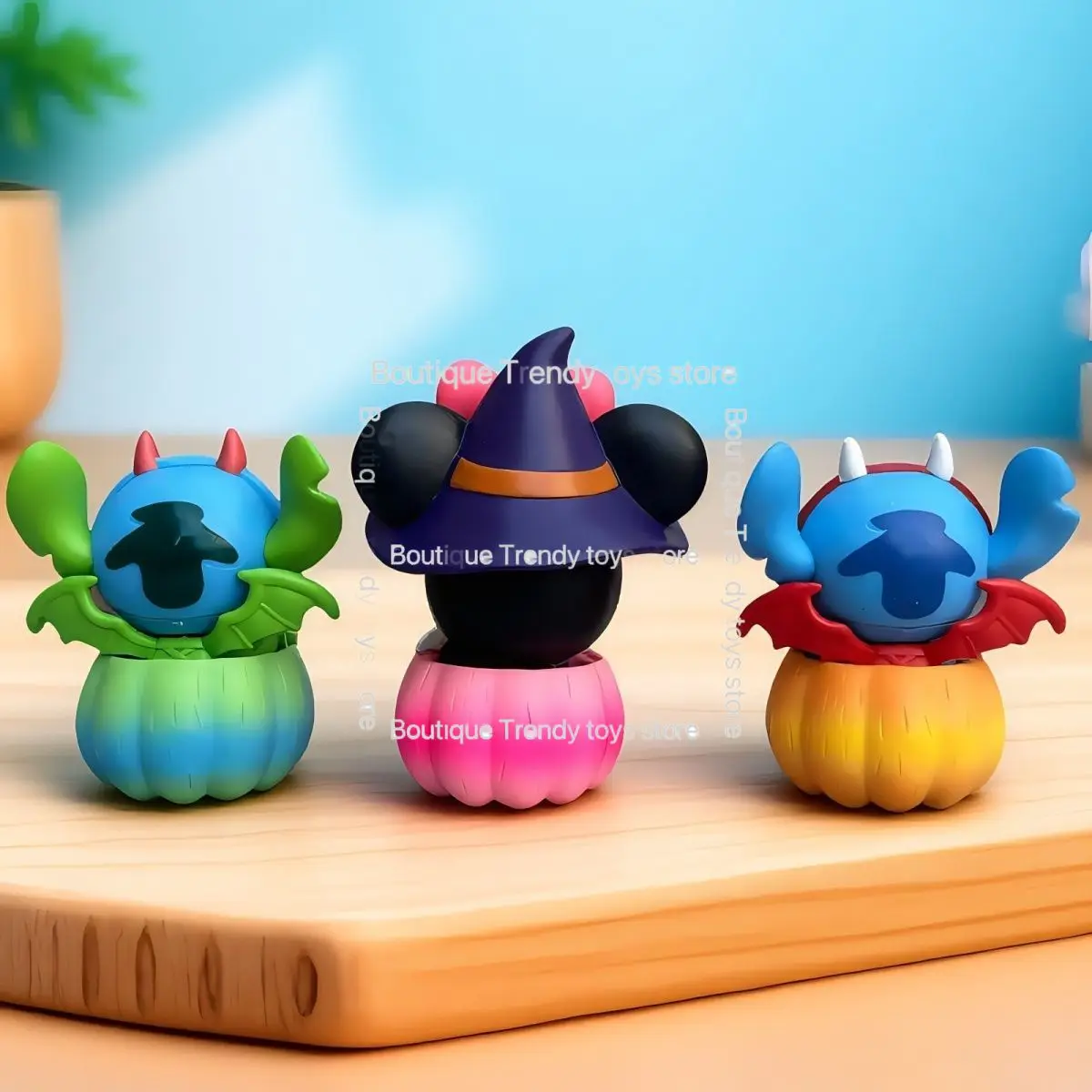 Disney Mickey Mouse Stitch Plush Doll Friends Pumpkin Halloween Desktop Series Ornaments Blind Box Gift