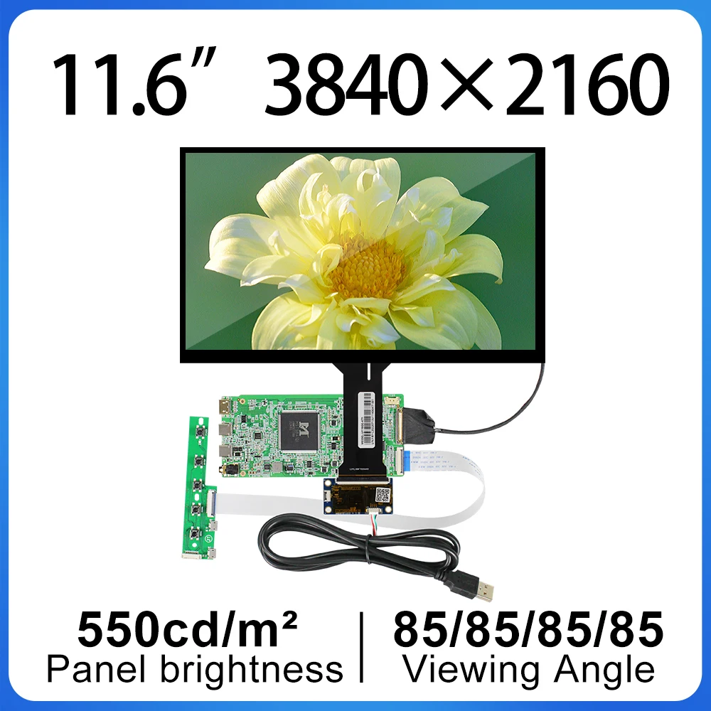 

11,6 дюймовый 3840*2160 ЖК-дисплей IPS 4K емкостный сенсорный ЖК-экран модуль USB плата драйвера Win 10 11 Raspberry Pi панель