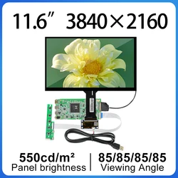 11.6 Inch 3840*2160 LCD Display IPS 4K Capacitive Touch LCD Screen Module USB Driver Board Win 10 11 Raspberry Pi Panel