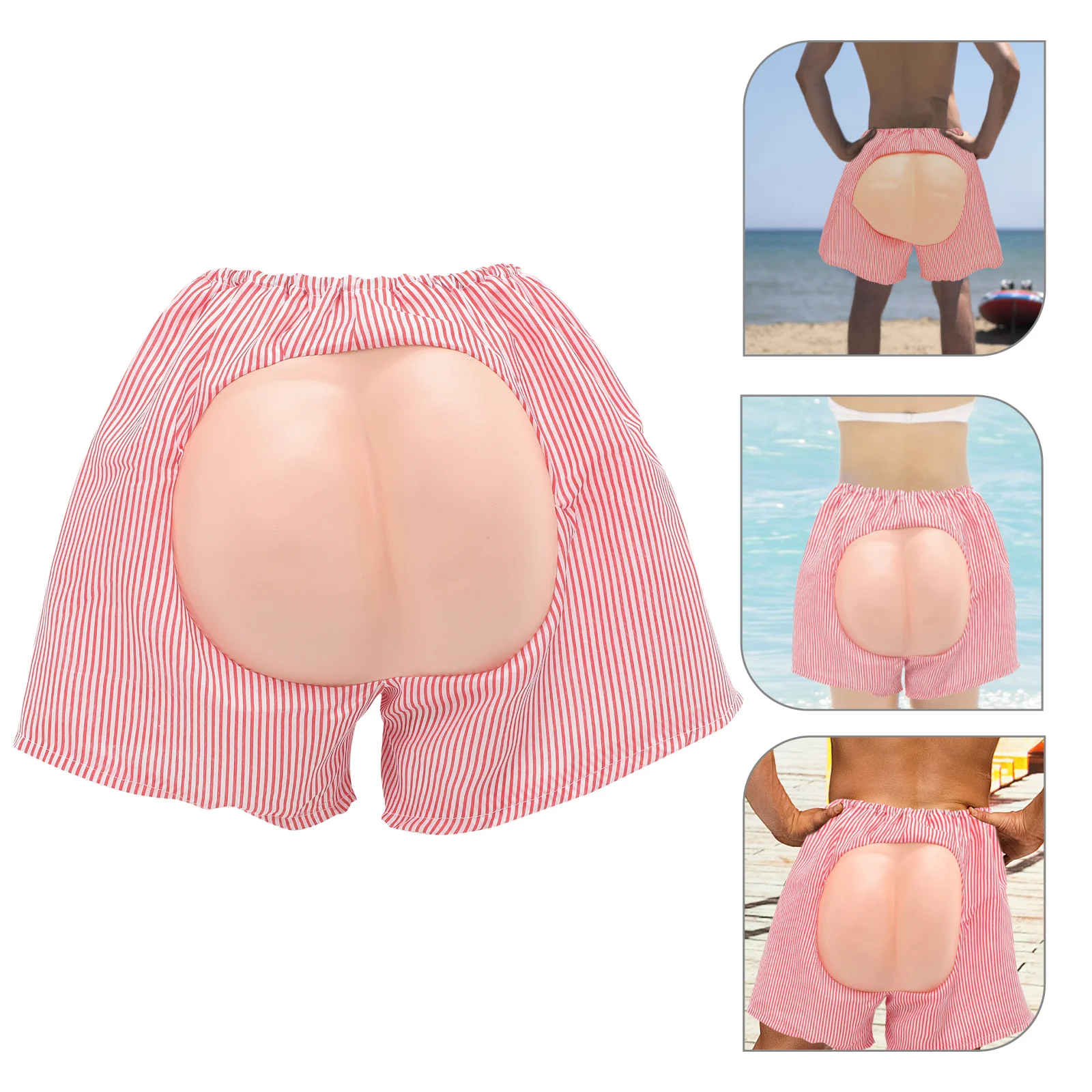 

Funny Eva Butt Pants Mooning Costume Shorts Red White Stripes Halloween Party Fancy Dress Butt Costume Shorts Fake Bottom