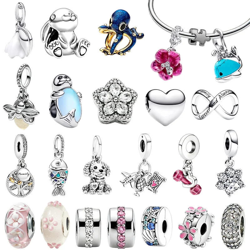 

Original Charm Beads,Gold plated Clear Sparkle Spacer Charm&Gold plated Clear Charm Bead Fit Pendant Bracelet Women Jewelry Gift