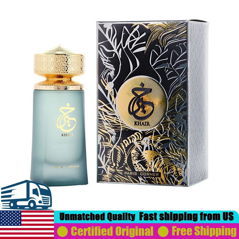 Paris Corner Khair Eau de Parfum Spray 3.4Oz Premium Arabian Perfumes Natural Long-Lasting Oriental Woody Unisex Cologne Perfume